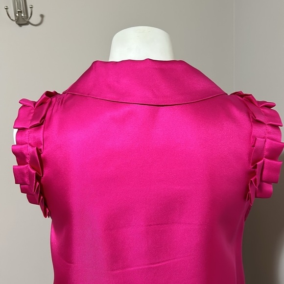Marc by Marc Jacobs Blouse SILK Sleeveless Top Pleated Accents Pink Sz S - Picture 6 of 10